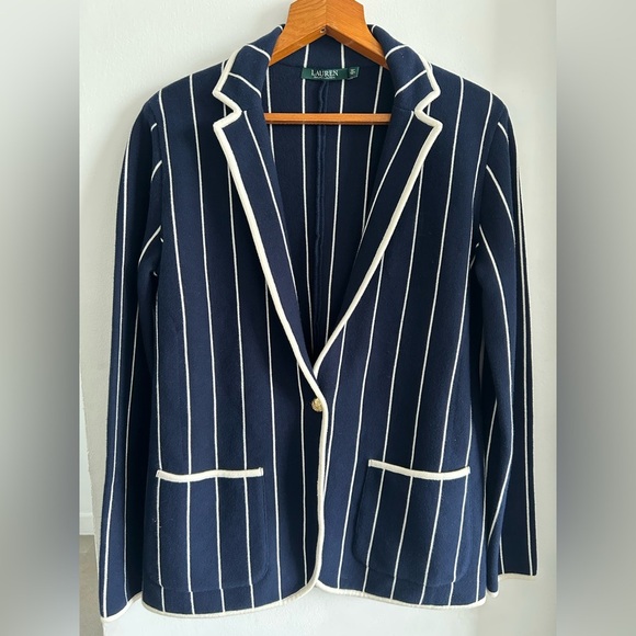 Ralph Lauren blue and White Stripped blazer jacket - Picture 4 of 8